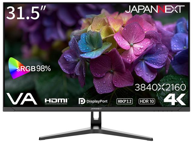 JAPANNEXT｜ジャパンネクスト JN-V3152UHDR-G 液晶ディスプレイ(31.5型/VA/4K 3840×2160/60Hz/12ms/HDR10/HDMI2.0/DP1.4/VESA/PIP・PBP対応/2年保証)(ブラック)[JNV3152UHDRG] 返品種別A_1