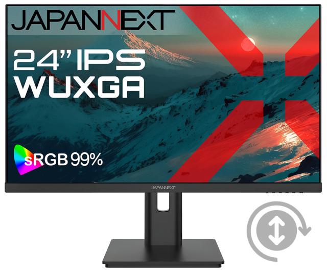 JAPANNEXT｜ジャパンネクスト JN-IPS24WX-HSP 液晶ディスプレイ(24型/IPS/WUXGA 1920×1200/100Hz/14ms/HDR10/HDMI2.0/DP1.2/VESA)(ブラック)昇降式多機能スタンド[JNIPS24WXHSP] 返品種別A