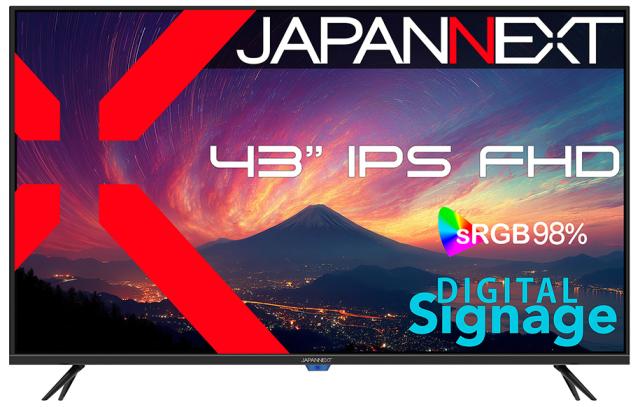 JAPANNEXT｜ジャパンネクスト JN-IPS43FHD2-U サイネージ液晶ディスプレイ(43型/IPS(ADS)/FullHD 1920×1080/60Hz/8ms/HDMI1.4/VESA/2年保証)(ブラック)[JNIPS43FHD2U] 返品種別A