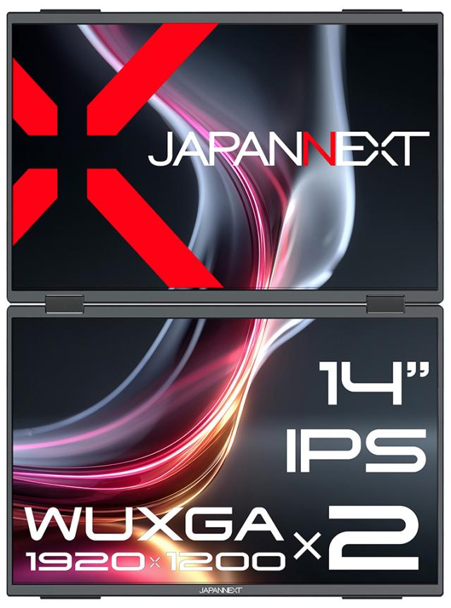 JAPANNEXT｜ジャパンネクスト JN-DMD-IPS14WX デュアルモバイル液晶ディスプレイ(14型/IPS/WUXGA 1920×1200×2/60Hz/25ms/miniHDMI1.4/USB Type-C/VESA/2年保証)(ブラック)デュアルモニター[JNDMDIPS14WX] 返品種別A