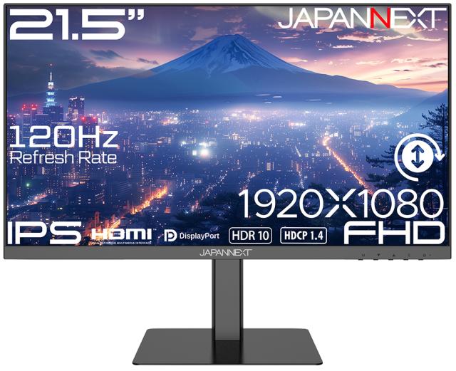 JAPANNEXT｜ジャパンネクスト JN-215IPS120F-HSP 液晶ディスプレイ(21.5型/IPS(ADS)/FullHD 1920×1080/120Hz/14ms/HDR/HDMI1.4/DP1.2/VESA)(ブラック)[JN215IPS120FHSP] 返品種別A_1