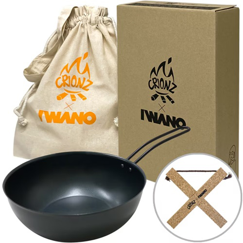 IWANO(イワノ) 【IH対応】CRIONZ×IWANOコラボレーション 人中華鍋SF エコバッグ付き（ブラック）  AWKSP-1(IWANO)返品種別A