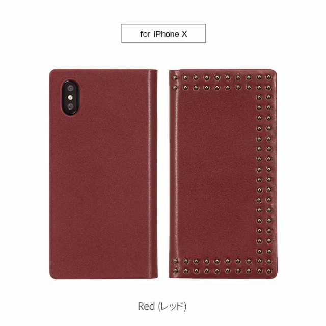 Eblouir（エブルイ） EB10251I8 iPhone XS/X用 Dot Studs Diary 手帳型ケース（レッド）[EB10251I8] 返品種別A