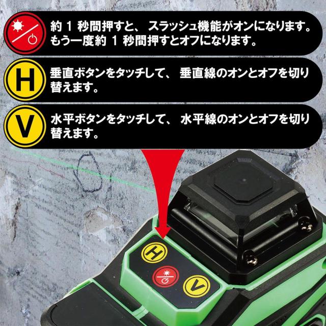 ONE STEP SMDSK-16R グリーンレーザー墨出し器 16ライン[SMDSK16Rホウコウ] 返品種別B_3