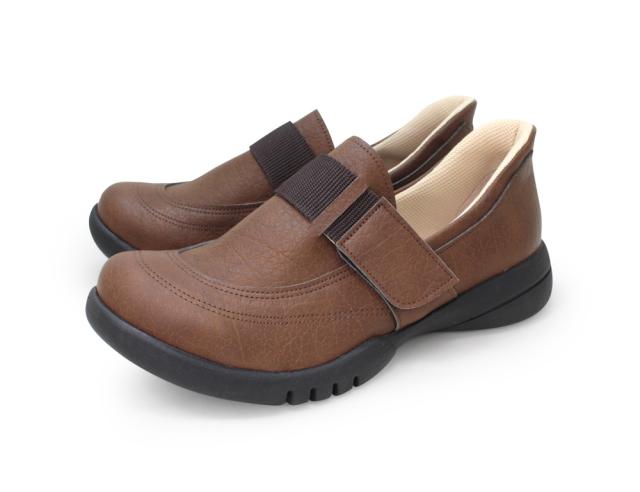 Re:getA レディース スットオン ハンズフリーベルクロシューズ（キャメル・サイズ：LL 25.0-25.5cm） リゲッタ R331-CAM-LL返品種別A