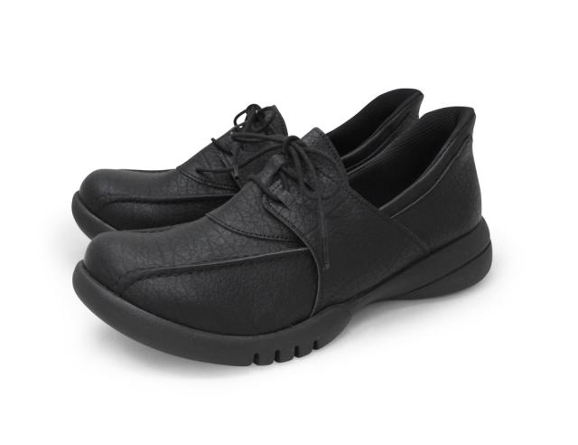 Re:getA レディース スットオン ハンズフリーレースアップシューズ（ブラック・サイズ：L 24.0-24.5cm） リゲッタ R332-BLK-L返品種別A