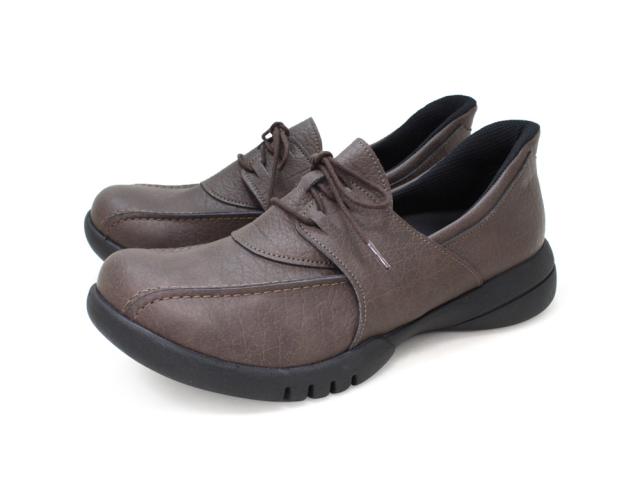 Re:getA レディース スットオン ハンズフリーレースアップシューズ（チャコール・サイズ：M 23.0-23.5cm） リゲッタ R332-CHA-M返品種別A