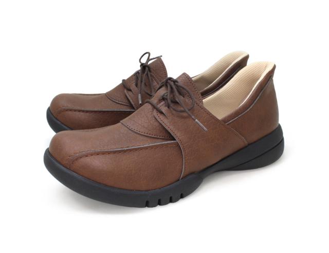 Re:getA レディース スットオン ハンズフリーレースアップシューズ（キャメル・サイズ：L 24.0-24.5cm） リゲッタ R332-CAM-L返品種別A