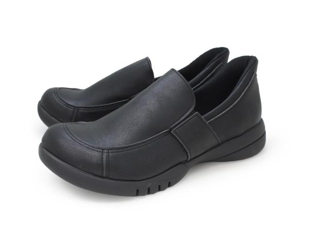 Re:getA レディース スットオン ハンズフリーゴア付きスリッポン（ブラック・サイズ：S 22.0-22.5cm） リゲッタ R333-BLK-S返品種別A