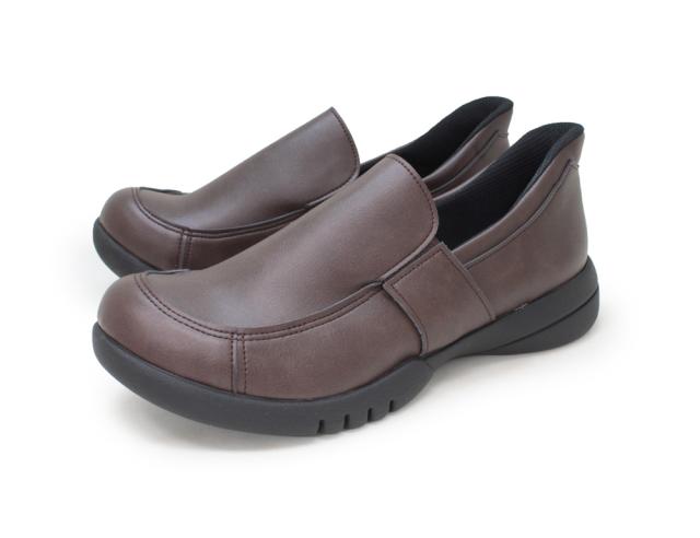 Re:getA レディース スットオン ハンズフリーゴア付きスリッポン（ダークブラウン・サイズ：LL 25.0-25.5cm） R333-DBR-LL返品種別A