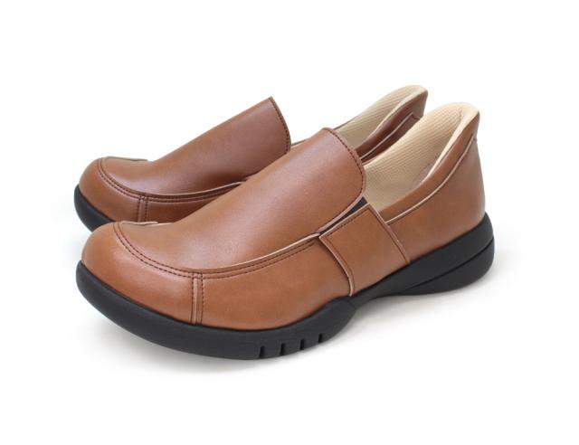 Re:getA レディース スットオン ハンズフリーゴア付きスリッポン（キャメル・サイズ：LL 25.0-25.5cm） リゲッタ R333-CAM-LL返品種別A