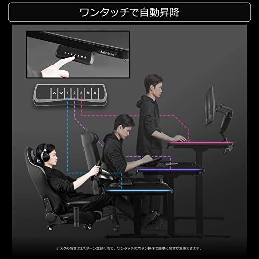バウヒュッテ BHD-1400FAM-BK 電動スーパーゲーミングデスク（ブラック）【脚部のみ・天板別売り】Bauhutte[BHD1400FAMBK] 返品種別A_3