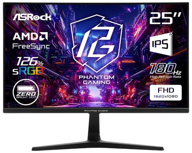 ASRock｜アスロック ゲーミング液晶ディスプレイ(25型/IPS/FHD 1920×1080/180Hz/1ms/HDMI2.0/DP1.4) Phantom Gaming PG25FFT返品種別A