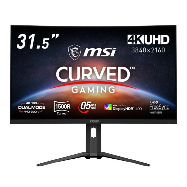 MSI｜エムエスアイ MAG-321CUPDF ゲーミング液晶ディスプレイ(31.5型/曲面型/RAPID VA/4K UHD 3840×2160/FHD320Hz・4K 160Hz/0.5ms/HDR400/HDMI2.1/DP1.4a/USB TYPE-C/VESA/PIP・PBP対応/3年保証)(ブラック)CURVED GAMING[MAG321CUPDF] 返品種別A