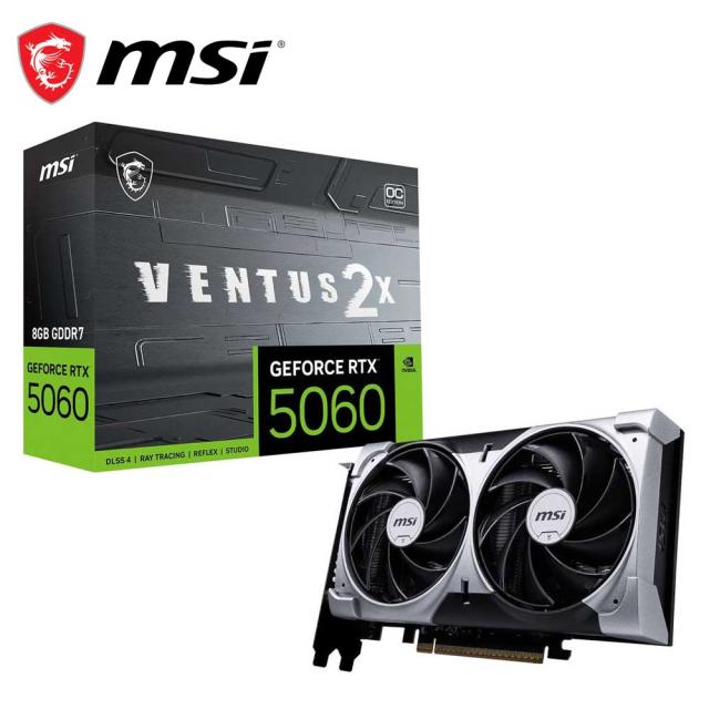 MSI｜エムエスアイ RTX50608GVENTUS MSI GeForce RTX 5060 8G VENTUS 2X OC / PCI Express 5.0 グラフィックスボード（ブラック）[RTX50608GVENTUS] 返品種別B