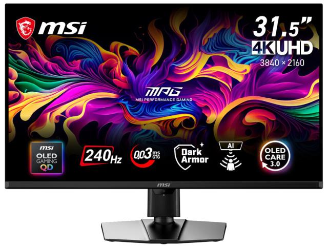 MSI｜エムエスアイ MPG-322UR-QD-OLEDX24 ゲーミング液晶ディスプレイ(31.5型/QD-OLED/4K UHD 3840×2160/240Hz/0.03ms)(ブラック)MPGシリーズ[MPG322URQDOLEDX24] 返品種別A
