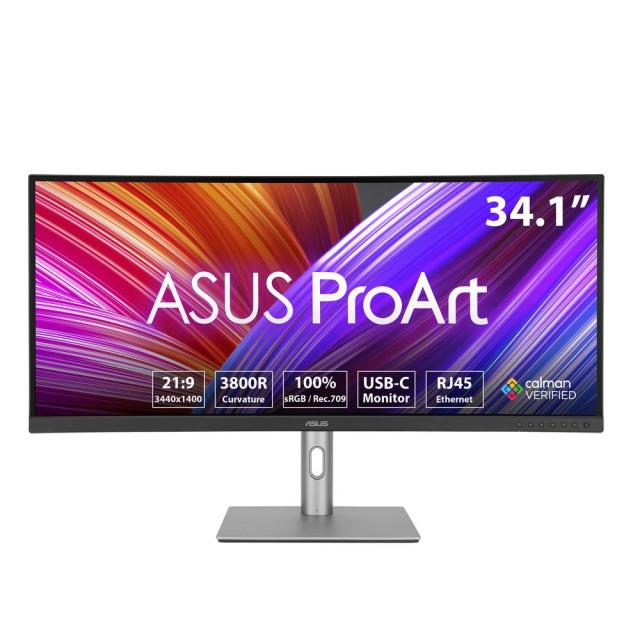 ASUS｜エイスース PA34VCNV クリエイター液晶ディスプレイ(34.1型/曲面型/IPS/UWQHD 3440×1440/60Hz/5ms/HDR10/HDMI2.0/DP1.4/USB Type-C/VESA/PIP・PBP対応/3年保証)(ブラック)ProArt[PA34VCNV] 返品種別A
