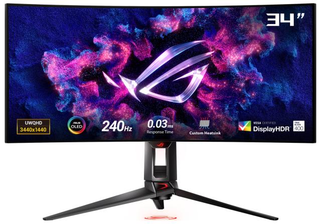 ASUS｜エイスース PG34WCDM ゲーミング液晶ディスプレイ(33.94型/曲面型/OLED/UWQHD 3440×1440/240Hz/0.03ms)(ブラック)ROG Swift[PG34WCDM] 返品種別A