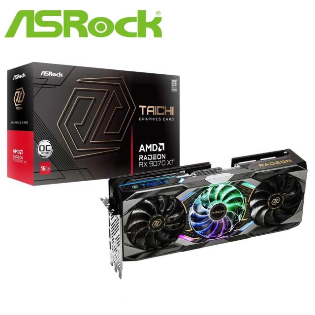 ASRock｜アスロック RX9070XTTC16GO ASRock Radeon RX 9070XT Taichi 16G OC グラフィックボード（ブラック）[RX9070XTTC16GO] 返品種別B