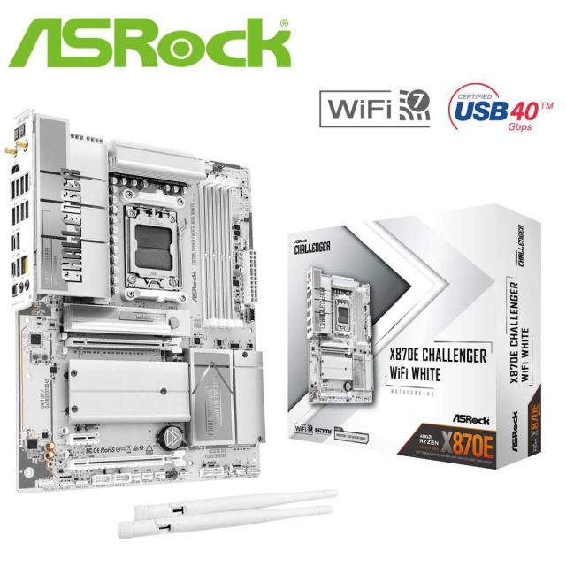 ASRock｜アスロック X870ECHALLENGERWIFIW ASRock X870E Challenger WiFi マザーボード（ホワイト）[X870ECHALLENGERWIFIW] 返品種別B