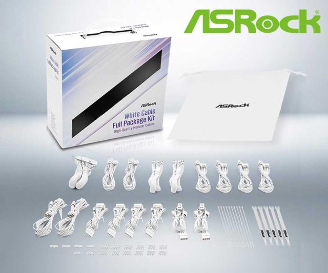 ASRock｜アスロック CB-FKITWT ASRock製 電源ユニット対応 電源ケーブル フルパッケージキット（ホワイト）[CBFKITWT] 返品種別B