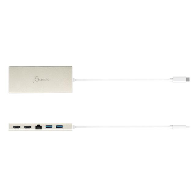 ジェイファイブクリエイト JCD381 PD 60W対応 USB Type-C Dual HDMI ミニドック（シャンパンゴールド）j5create[JCD381] 返品種別A_1