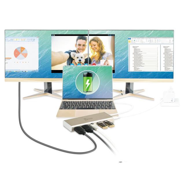 ジェイファイブクリエイト JCD381 PD 60W対応 USB Type-C Dual HDMI ミニドック（シャンパンゴールド）j5create[JCD381] 返品種別A_4