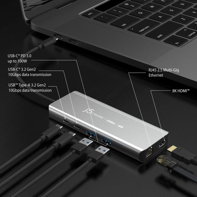 ジェイファイブクリエイト JCD403 USB4 8K 2.5G LAN 6in1マルチハブ（スペースグレー）j5create[JCD403] 返品種別A_3
