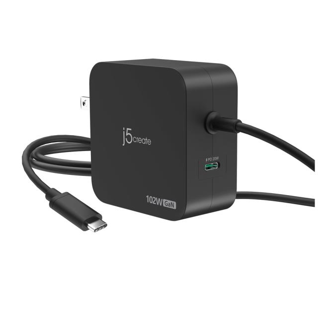ジェイファイブクリエイト JUP25102 JUP25102 102W GaN 2ポート USB PD急速充電器(約1.8m)j5create[JUP25102] 返品種別A