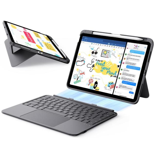 ESR 6B0310401 iPad 11インチ A16/iPad 10.9インチ第10世代対応 着脱式キーボードケース（Dark Grey）[6B0310401] 返品種別A