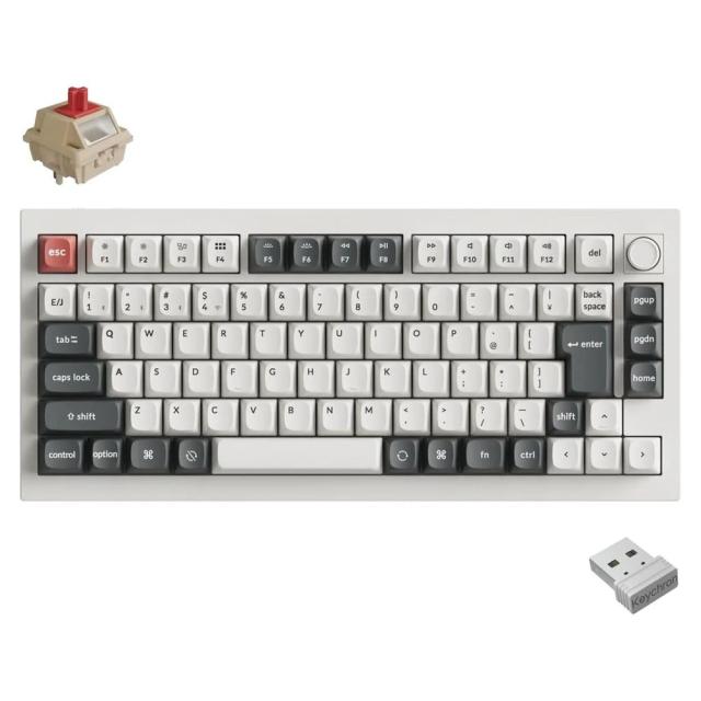 Keychron｜キークロン Q1U-P1V-JIS Q1 Ultra 8K ワイヤレスカスタムメカニカルキーボード 日本語配列・かな印字なし Keychron Silk POMスイッチ 赤軸（ホワイト）[Q1UP1VJIS] 返品種別A
