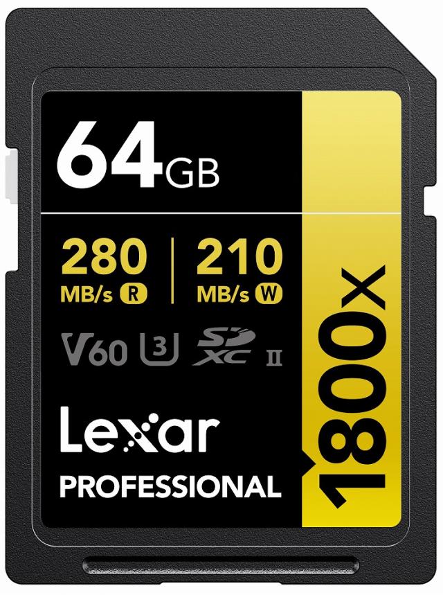 Lexar｜レキサー LSD1800064G-B1NNJ SDXCカード 64GB 1800x UHS-II GOLD U3 V60[LSD1800064GB1NNJ] 返品種別B