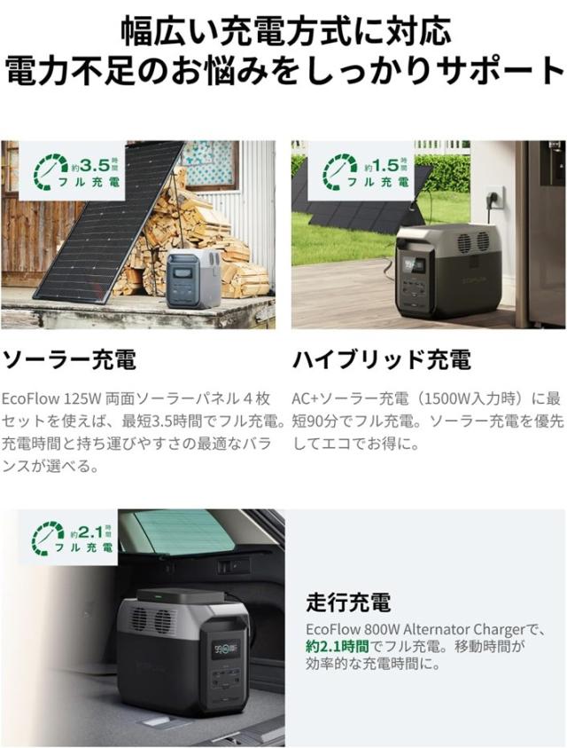 エコフロー ポータブル電源 1536Wh ACコンセント6口　USBーC出力搭載 EcoFlow Delta 3 1500 EFDELTA1500JPBCBOX返品種別B_11
