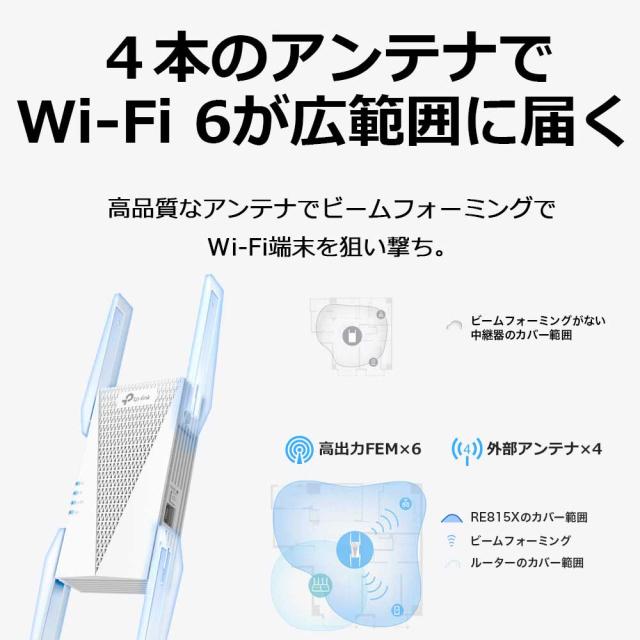 TP-Link|ティーピーリンク RE815X AX5400 トライバンドWi-Fi 6 TP-Link|ティーピーリンク RE815X AX5400 トライバンドWi-Fi 6