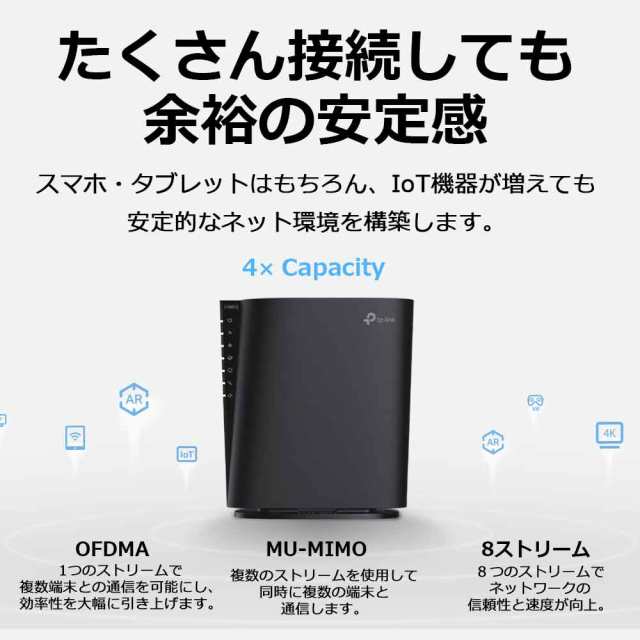 PC/タブレットTP-Link AX80 AX6000 8ストリームWi-Fi 6ルーター