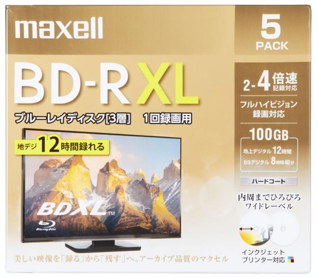 マクセル BRV100WPE.5S 4倍速対応BD-R XL 5枚パック 100GB ホワイトプリンタブルmaxell[BRV100WPE5S] 返品種別A