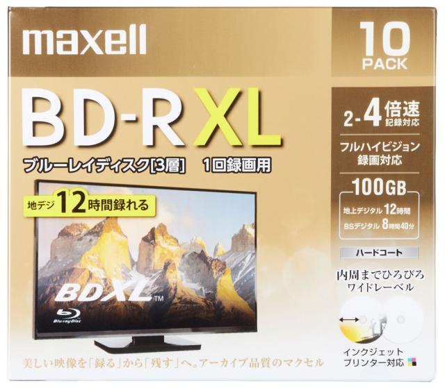マクセル BRV100WPE.10S 4倍速対応BD-R XL 10枚パック100GB ホワイトプリンタブルmaxell[BRV100WPE10S] 返品種別A