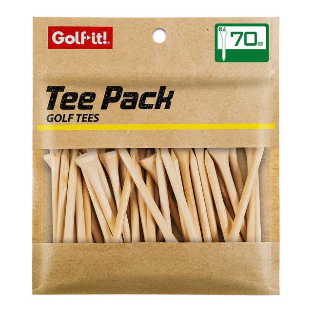 ライト T-435 TEE PACK ウッドティー（ニス・サイズ：70mm）Golf it！[T435ライト] 返品種別A