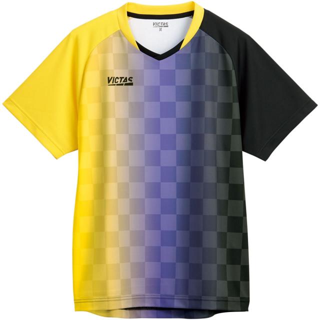 ヴィクタス 男女兼用 卓球用ゲームシャツ（イエロー×ブラック・サイズ：XS） TSP-612101-3010-XS返品種別A