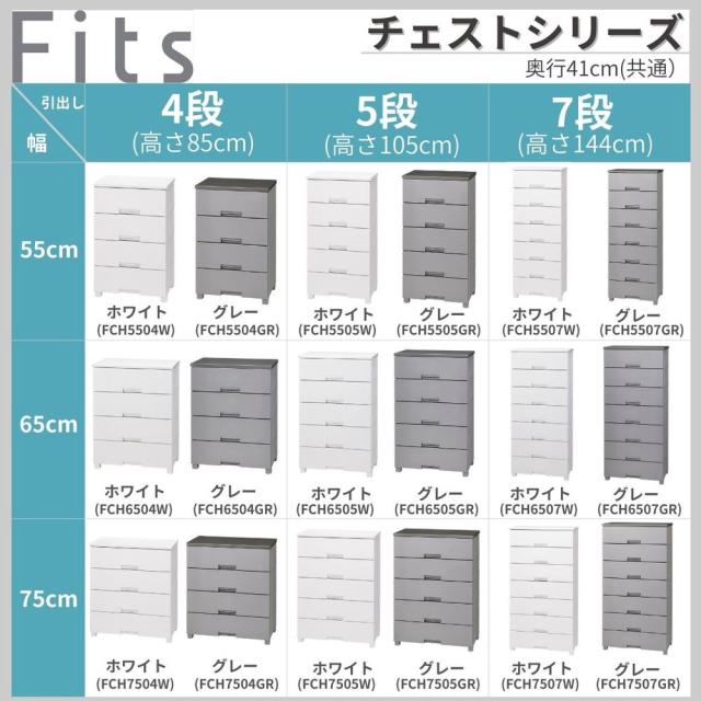天馬 FCH6505GR フィッツチェスト6505 5段（グレー）Fitsチェスト ベーシック[FCH6505GR] 返品種別A_11