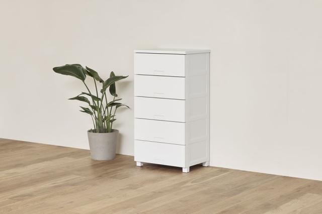 天馬 Fits フィッツ チェスト 5段 ホワイト × ナチュラルウッド天板 天馬 FCH-F5505W フィッツチェストフルフラット5505 5段（ホワイト