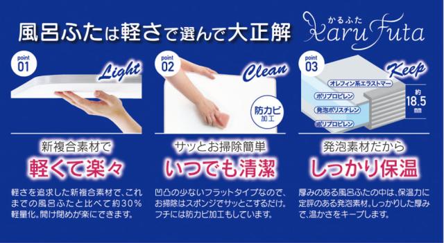 東プレ カルフタ2マイワリL15 軽量組み合わせ風呂ふた(75×150cm用 2枚割)[カルフタ2マイワリL15] 返品種別A