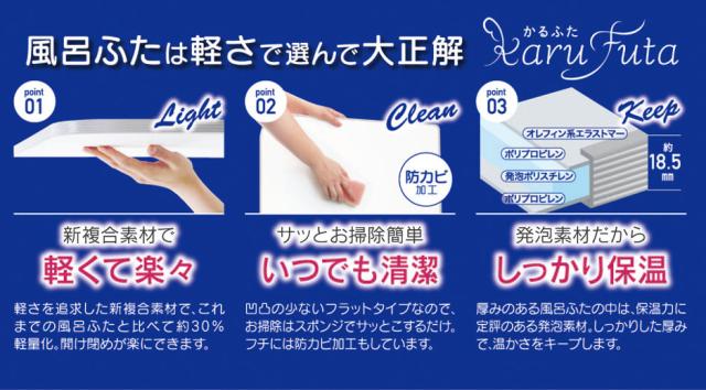 東プレ カルフタ2マイワリW14 軽量組み合わせ風呂ふた(80×140cm用 2枚割)[カルフタ2マイワリW14] 返品種別A