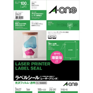 エーワン 28427 レーザープリンタラベル A4判 ノーカット 100シートA-one[28427エワン] 返品種別A