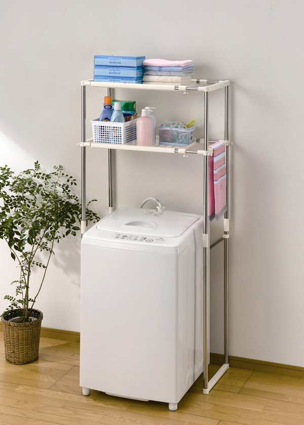積水樹脂 SSR-20 ステンレス洗濯機ラック(ステンレス＆ホワイト