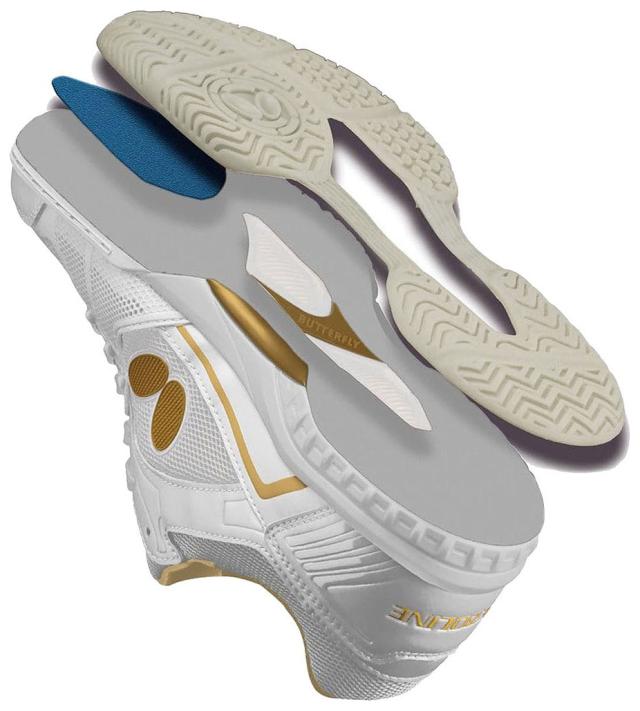 バタフライ BUT-93620-944-27.5 卓球シューズ レゾライン リフォネス（ホワイト×ゴールド・サイズ：27.5cm）[BUT93620944275] 返品種別A