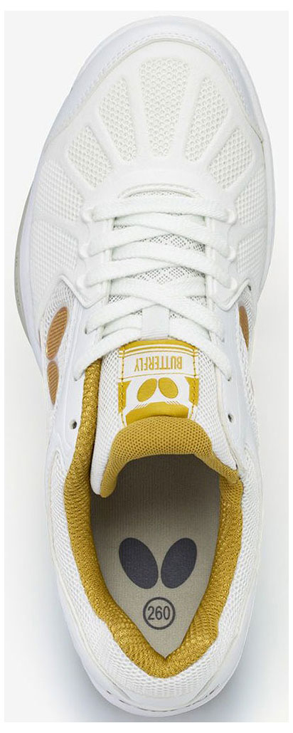 バタフライ BUT-93620-944-28.5 卓球シューズ レゾライン リフォネス（ホワイト×ゴールド・サイズ：28.5cm）[BUT93620944285] 返品種別A