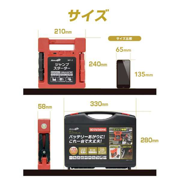 大自工業 MP-2 リチウムジャンプスターター DC12/24V 24000mAh[MP2ダイジコウギヨウ] 返品種別A