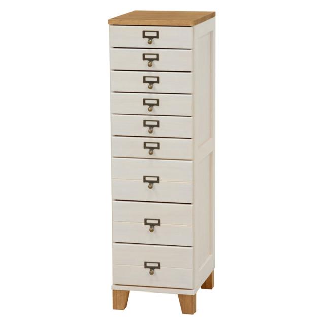 HAGIHARA(萩原) MCH-6161NW 桐製書類チェスト(ナチュラル/ホワイト・幅28×奥行37×高さ99cm)[MCH6161NW] 返品種別A