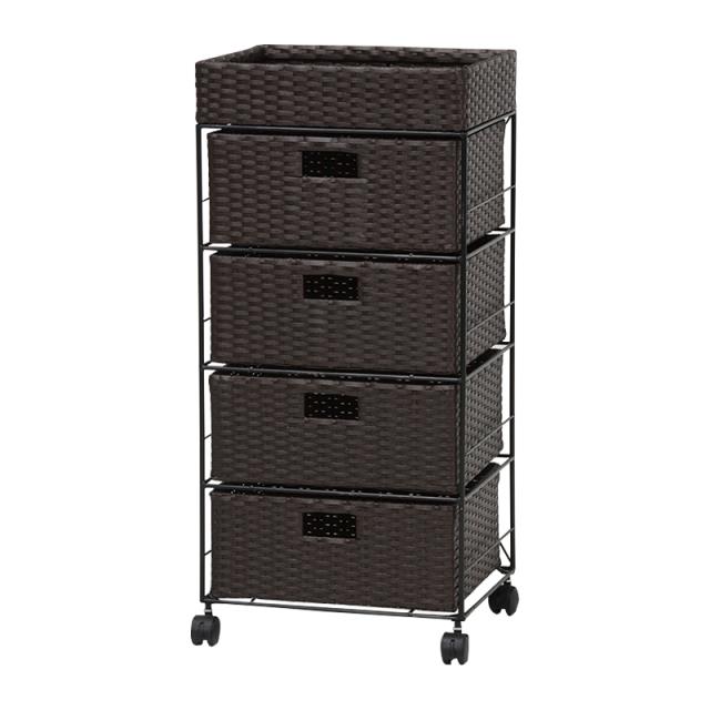 HAGIHARA(萩原) ランドリーチェスト(ダークブラウン・幅40.5×奥行30.5×高さ85cm) サニタリー 収納棚 衣類ラック RAN-2411DBR返品種別A